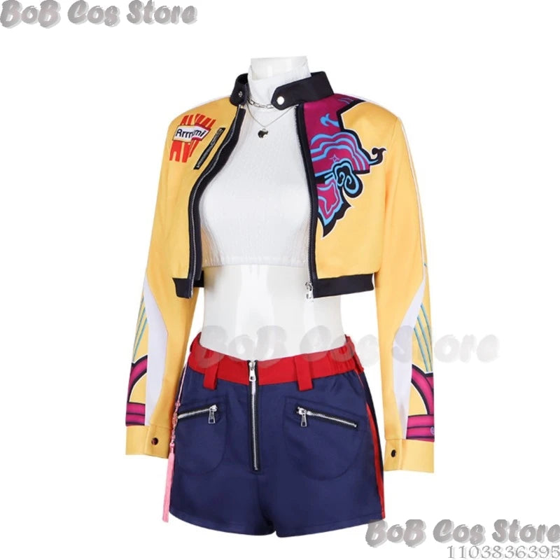 Rumi 2VER Suit K-POP Demon Hunter Cosplay Idol Girl Group Suit Sexy Coat Jacket Woman Wig Halloween Party Carnival Stage Outfit