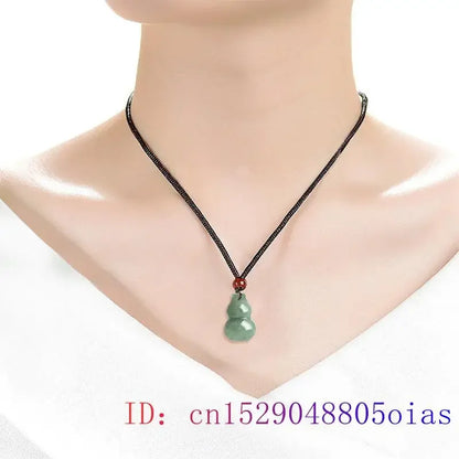 Burmese Jade Gourd Pendant Gift Luxury Stone Necklace Jewelry Natural Green Amulet Charms Carved Men Vintage Emerald Jadeite
