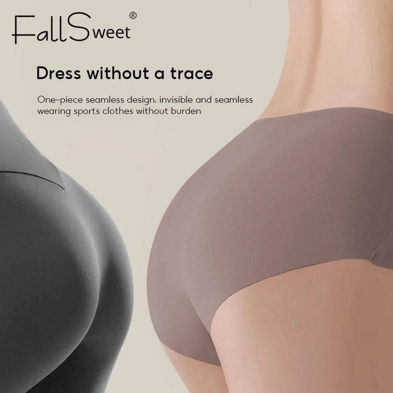FalllSweet 4PCS Seamless Panties for Woman Ice Silk Underwear Soft Thin Briefs Women's Underpants Fashion Sexy Female Lingerie