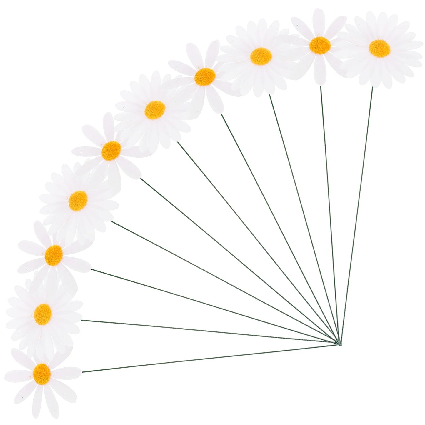 10pcs Daisy Cutouts Garden Courtyard Decorations Pvc Simulated Flower StemDecorative Lawn Stakes Balloons
