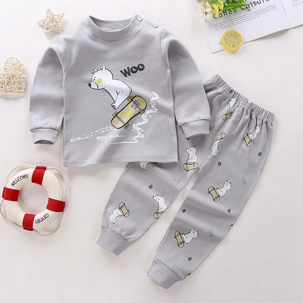 Spring Autumn Children's Clothing Sets Boys Sleepwear Clothes Kids Pajamas Set Baby Girls Cotton Pyjamas