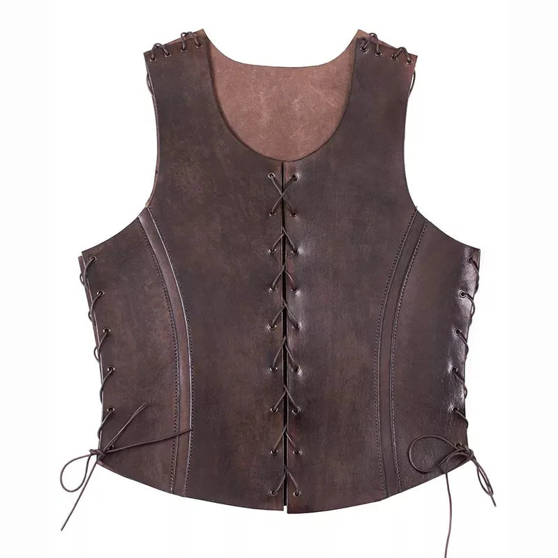 Medieval Viking Knight Pirate Cosplay Costume PU Leather Body Chest Armor Vest Larp Outfit Jerkin Coat Men Breastplate Cuirass