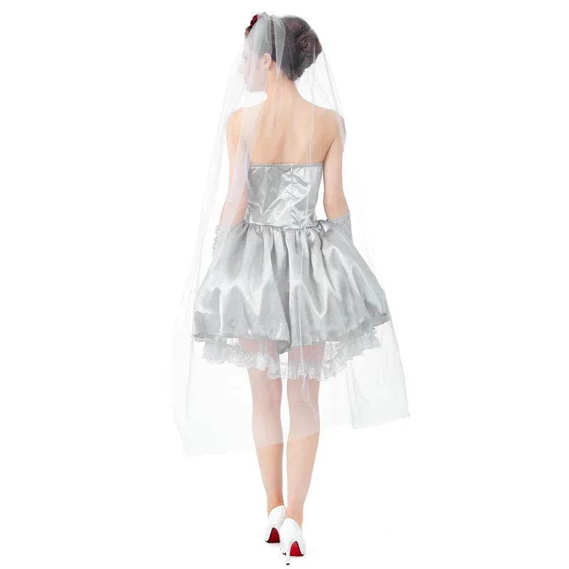 Bloodless Ghost Zombie Corpse Bride Costume For Women Teen Girls Halloween Dia De Los Muertos Day Of The Dead Dress