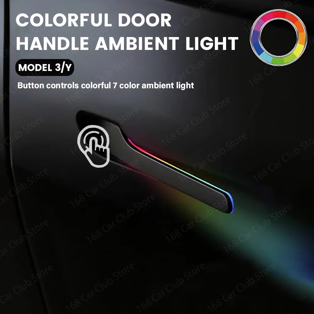 Four Door Electric Illuminated Handle LED Lights For Tesla Model 3 Y Car Highland The Latest Waterproof Four Door light For 2025