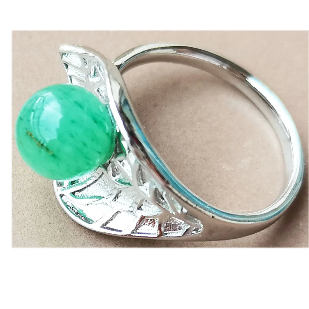 Jaspe Howlite Crystal Aventurine Tiger Eye Blue Sand Carnelian Malachite Lapis Lazuli Howlite Goldstone Leaf Bead Ring  PWB921