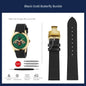 watch band For GUCCI YA1264065 Little Bee Embroidered Gucci Men's and Women's Green Genuine Lea/ther Watch Strap 20mm Bracelet