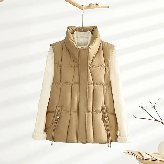 Autumn Winter Down Cotton Vest Jacket Women Sleevele Parkas Thicken Warm Vest Coat Female Waistcoat Ladies Tops Chaleco Mujer