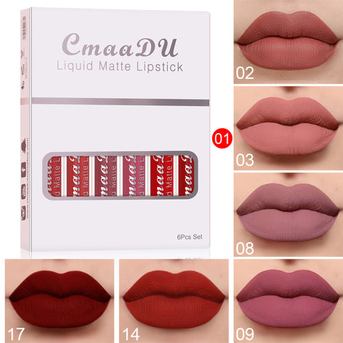 6 Boxes Of Matte Non-stick Cup Waterproof Lipstick Long Lasting Lip