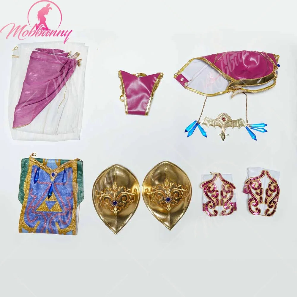 MOBBUNNYWomen Princess Cosplay Costume Anime Dance Dress Outfit Sexy Lingerie Short Top with Panty and Ribbon Halloween