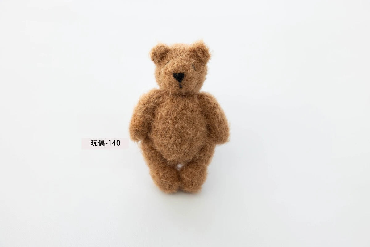 Newborn Photography Props Handmade Knitted Bear Clothes Costume Bodysuit with Hat and Cute Doll Set for Baby Studio Photo Shoot