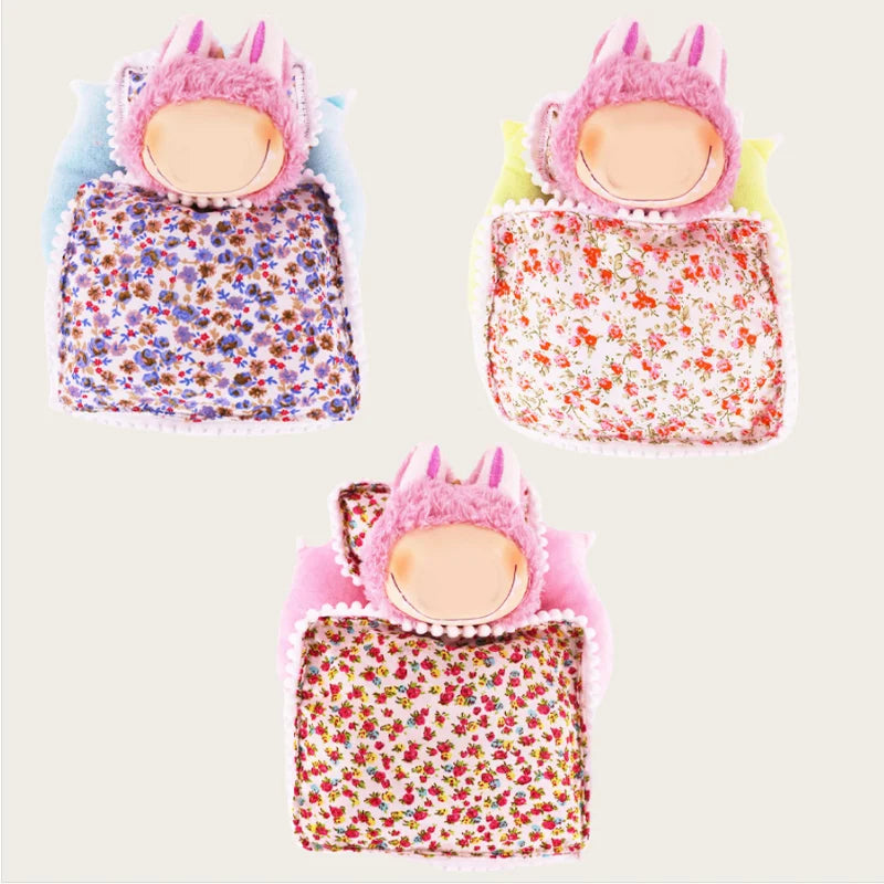 Suitable For 17cm Labubu Bedding Three Piece Set Pillow Cushion Blanket Sleeping Bag Christmas Birthday Gift Soft Collection Bag