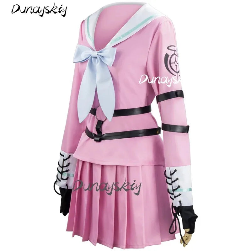 Miu Iruma Cosplay Costume with Wig Glasses Outfit Role Play Clothes Hair Prop For Christmas Halloween Customized