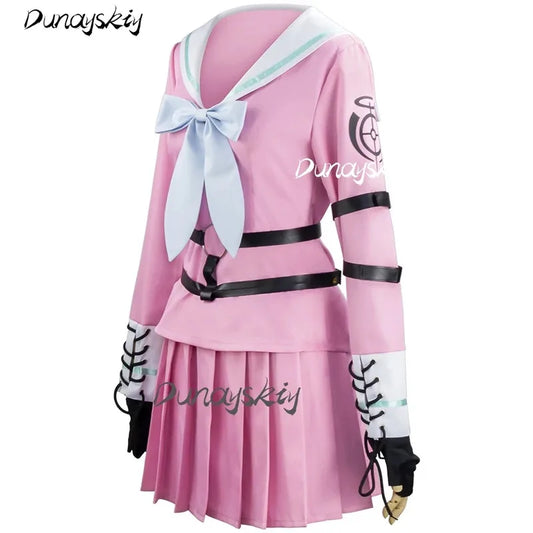 Miu Iruma Cosplay Costume with Wig Glasses Outfit Role Play Clothes Hair Prop For Christmas Halloween Customized