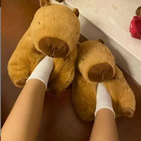 Novelty capybara slippers unisex animal slides shoes women's cute fuzzy home slippers woman winter warm room floor shoes couple