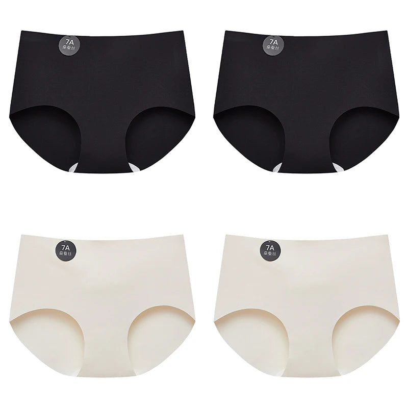 FalllSweet 4PCS Seamless Panties for Woman Ice Silk Underwear Soft Thin Briefs Women's Underpants Fashion Sexy Female Lingerie