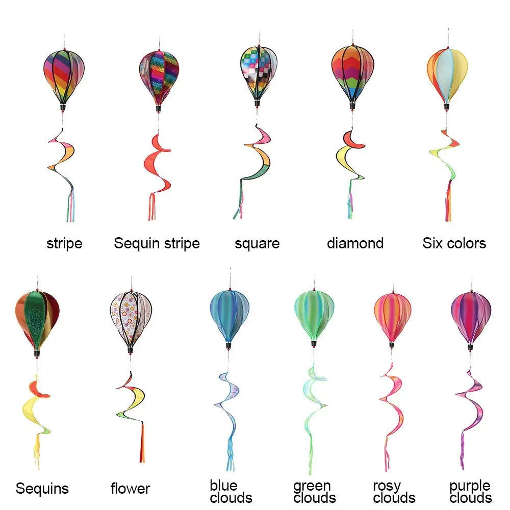 110CM Giant Rainbow Hot Air Balloon Garden Wind Spinners Pinwheels Whirligigs Windmill Toys for Yard Lawn Decorations Outdoor