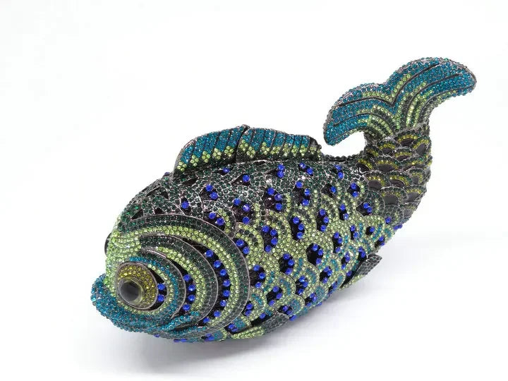 Boutique De FGG (in stock) Fish Crystal Clutch Handbags Women Pink Evening Bags Wedding Party Brides Rhinestones Purses Bag