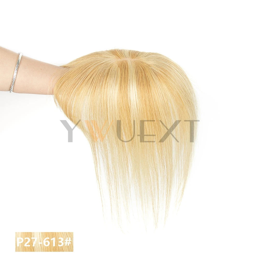 Clip In Hair Pieces Toppers 8"-12" Natural Human Hair Extensions Piece Brown Color Women With Bangs 8x12cm Base