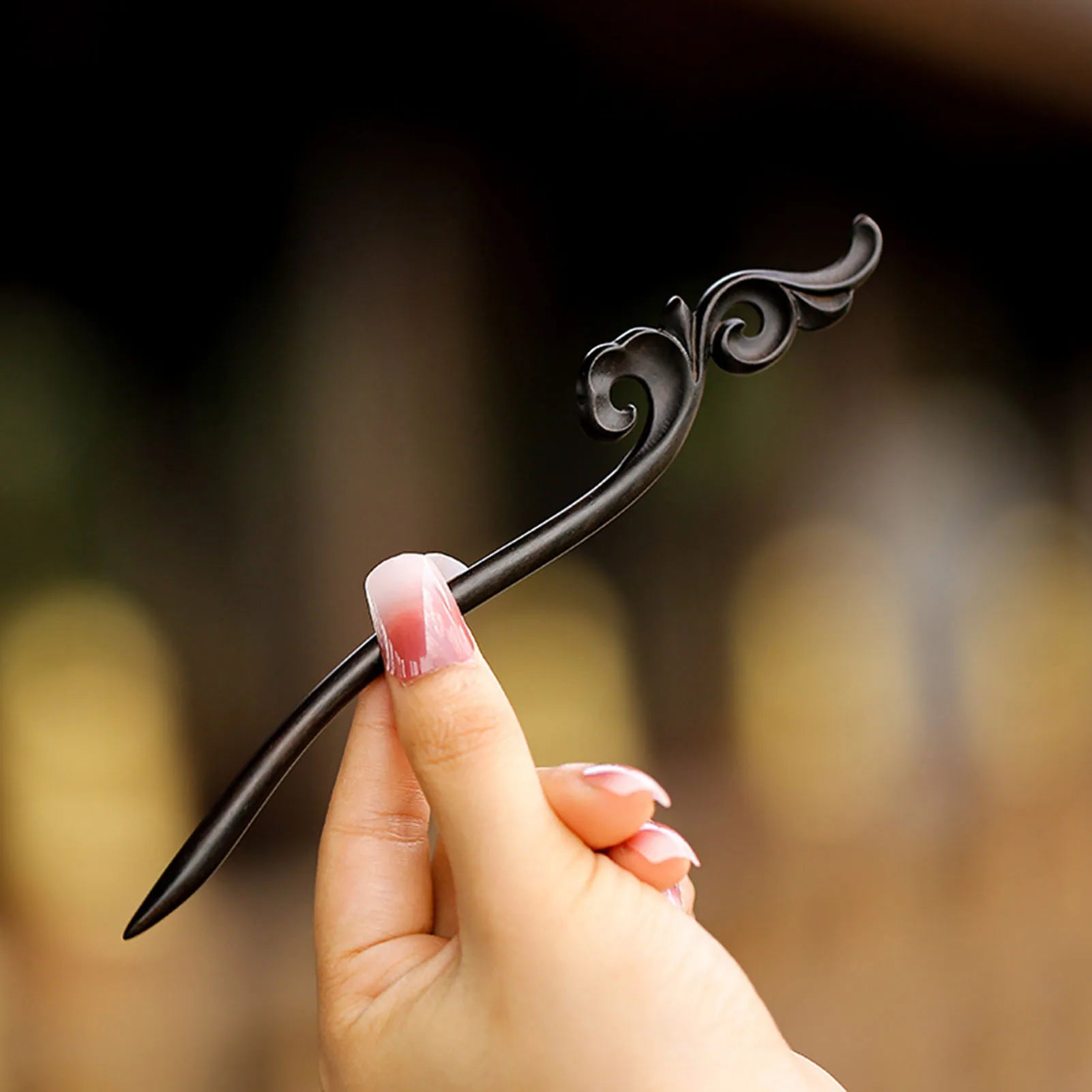 Chinese Style Hair Stick Minimalist Sandalwood Sculpture Flower Hairpin Forks Vintage Hanfu Cheongsam Decor Hair Bun Jewelry