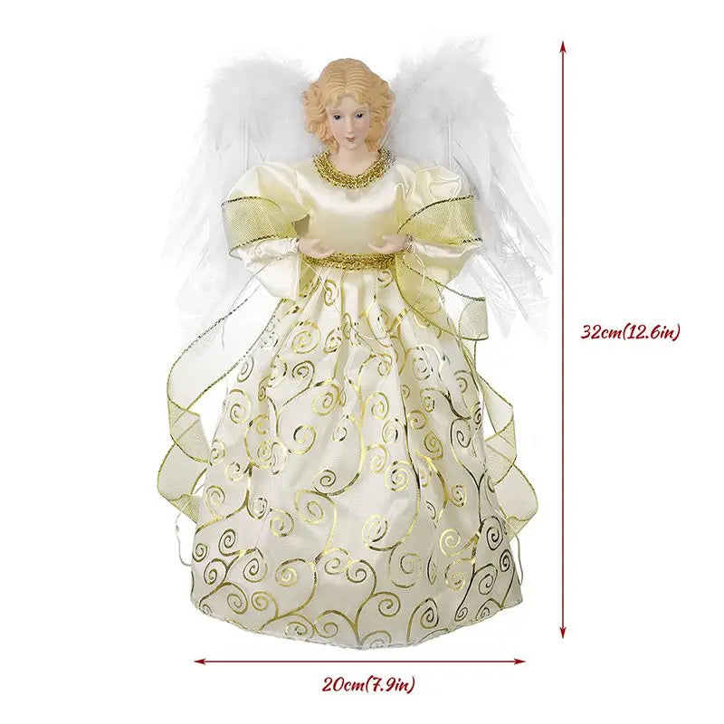 Christmas Angel Tree Topper Delicate White Angel Ornaments Christmas Tree Top Decor Festive New Year Party Decorative Supplies