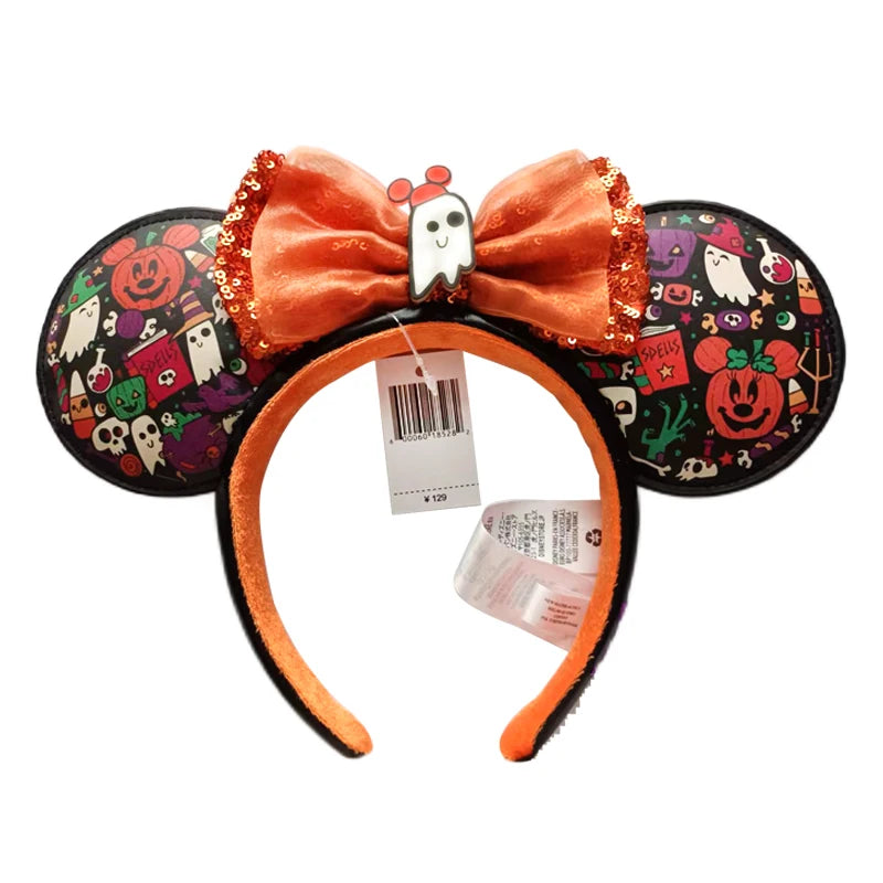 Disney Princess Mickey Mouse Headband Mickey Ear Rapunzel Snow White Sequin Bow Hair Hoop Gift Girl Accessories Christmas Gift