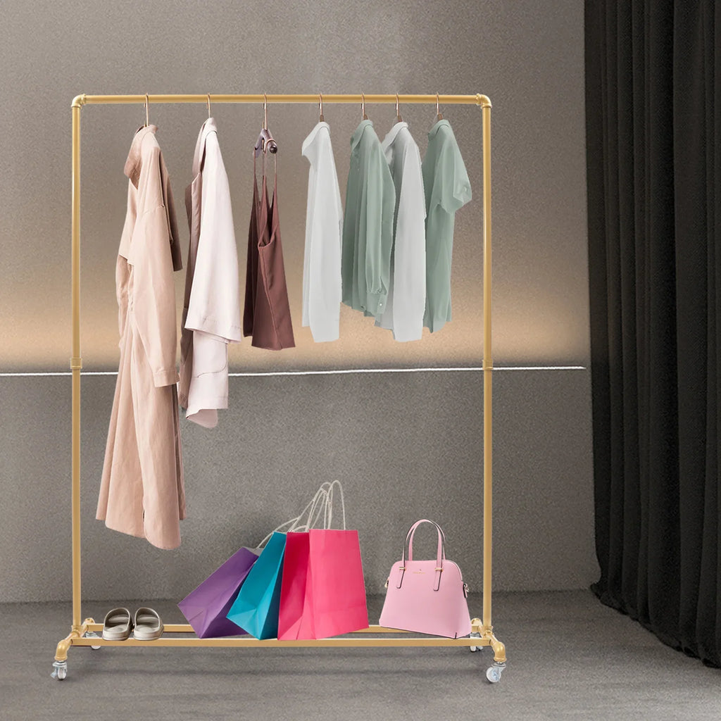 120*35*160cm Clothing display stand Rack Coat Rack Floor Standing Clothes Hanger Rack Removable Metal Clothing Storage Shelf