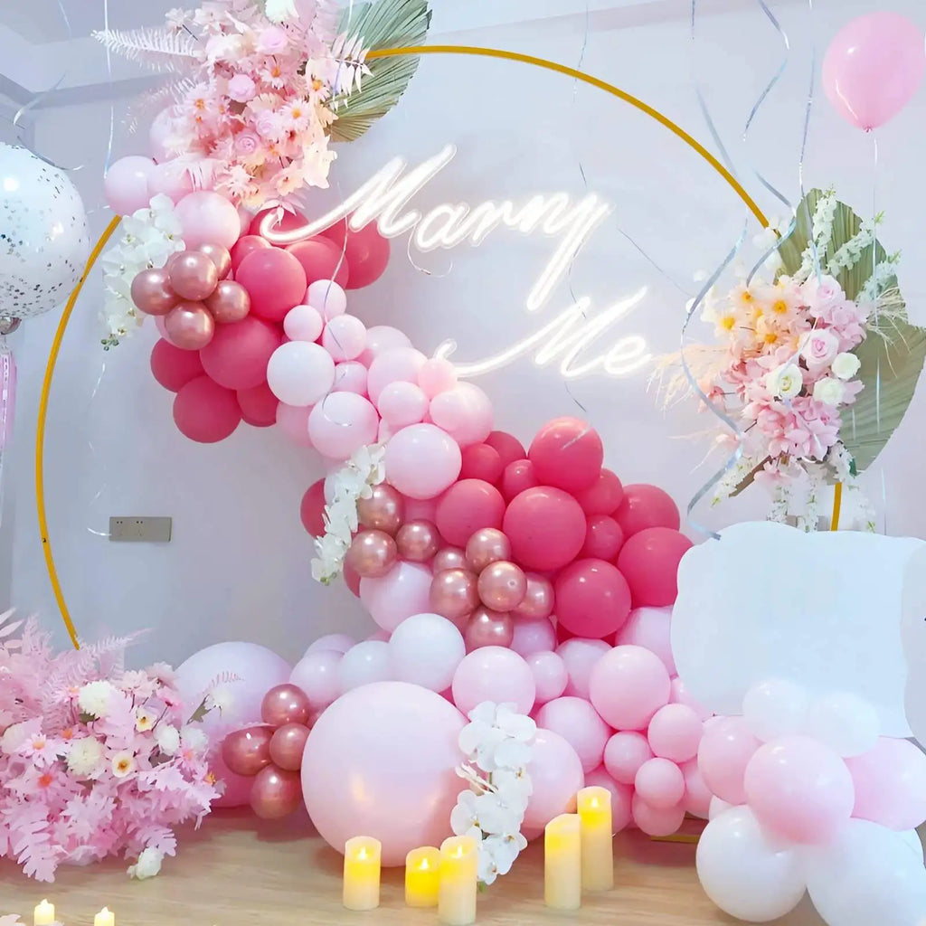 8ft/9.5ft White Round Metal Wedding Arch,Circle Balloon Arch Stand for Garden, Yard, Wedding, Bridal, Indoor Outdoor Party
