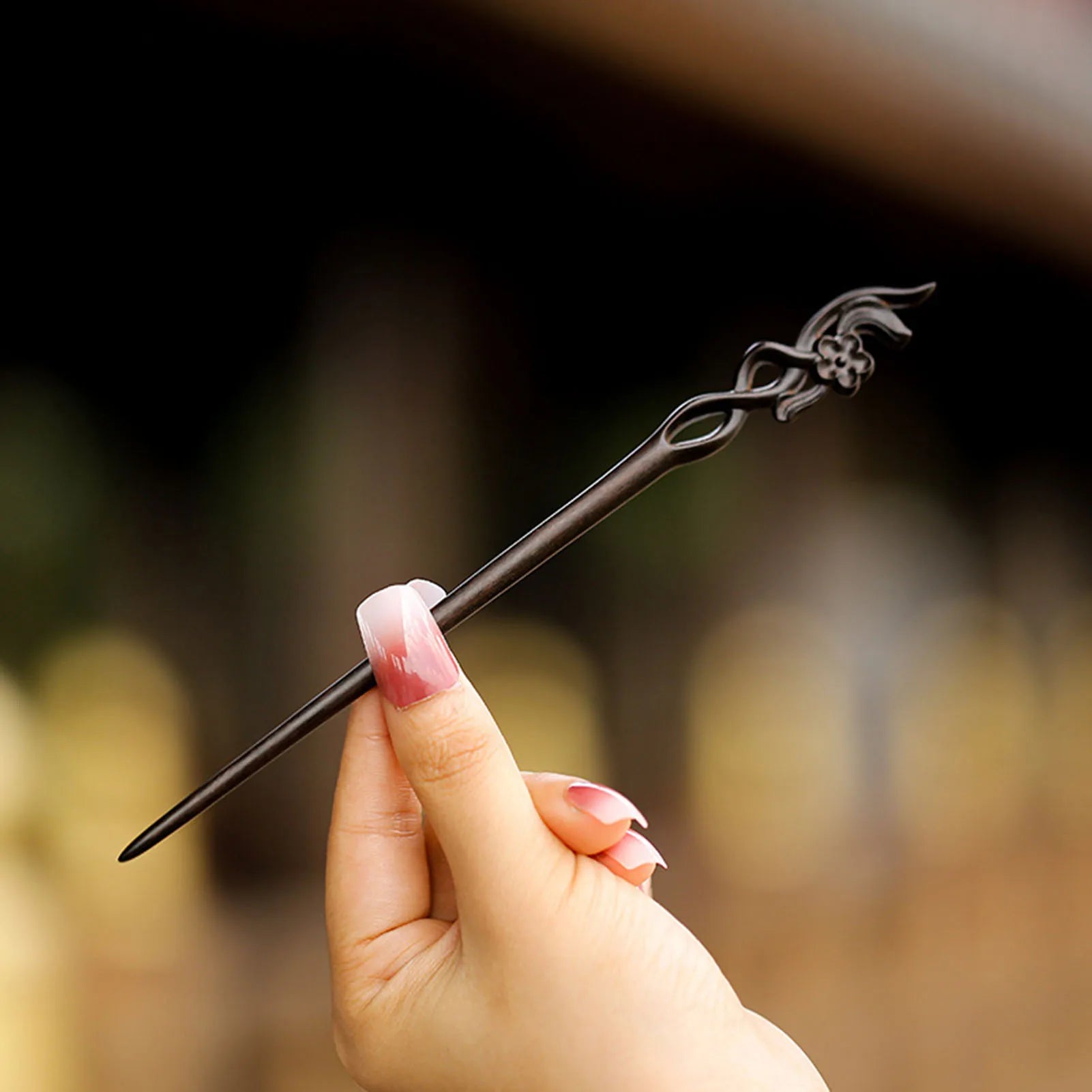 Chinese Style Hair Stick Minimalist Sandalwood Sculpture Flower Hairpin Forks Vintage Hanfu Cheongsam Decor Hair Bun Jewelry