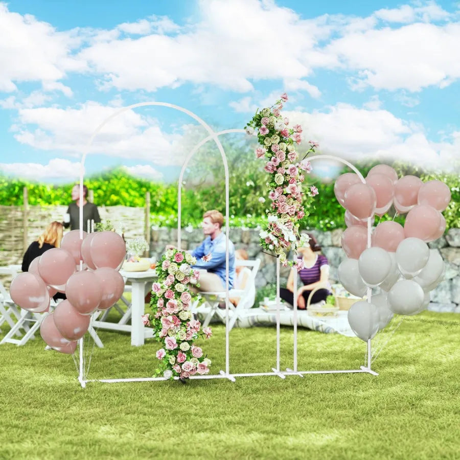 Metal Arch Backdrop Stand Set of 3 7 6.5 6 ft Wedding Arch Frame Balloon Backdrop Arch Stand Set for Birthday Party Bridal Sho