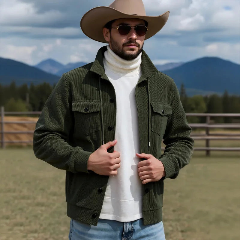 Autumn Winter New Corduroy Jacket Coat Turn-Down Collar American Retro Multi-Pocket Workwear Jacket for Men