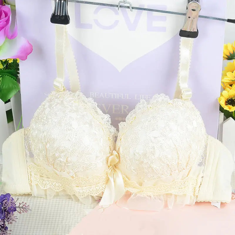 Girl Cheap Bra Sexy Lingerie Wire Free Bras For Women Underwear Lace Breathable Bralette Adjusted 3/4 Cup Push Up Female Bra