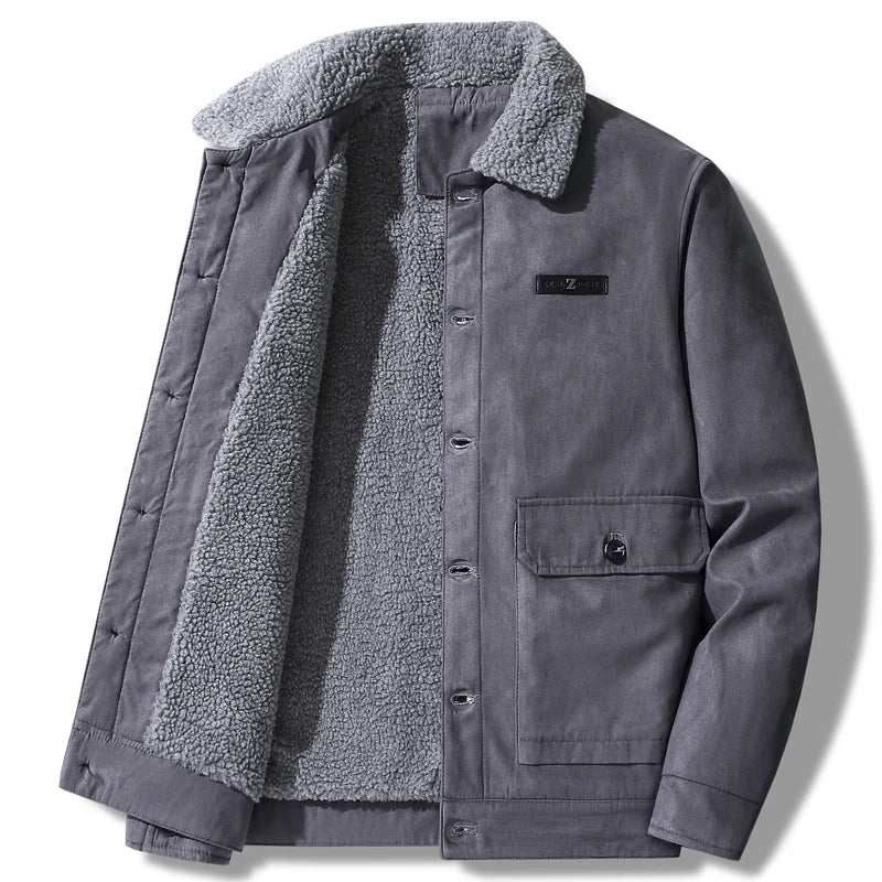 Men's Suede Jacket Autumn Retro Bomber Jacket Fashion Vintage Winter Fleece Jacket Men Parkas Outerwear Thick Warm Coat Clothing