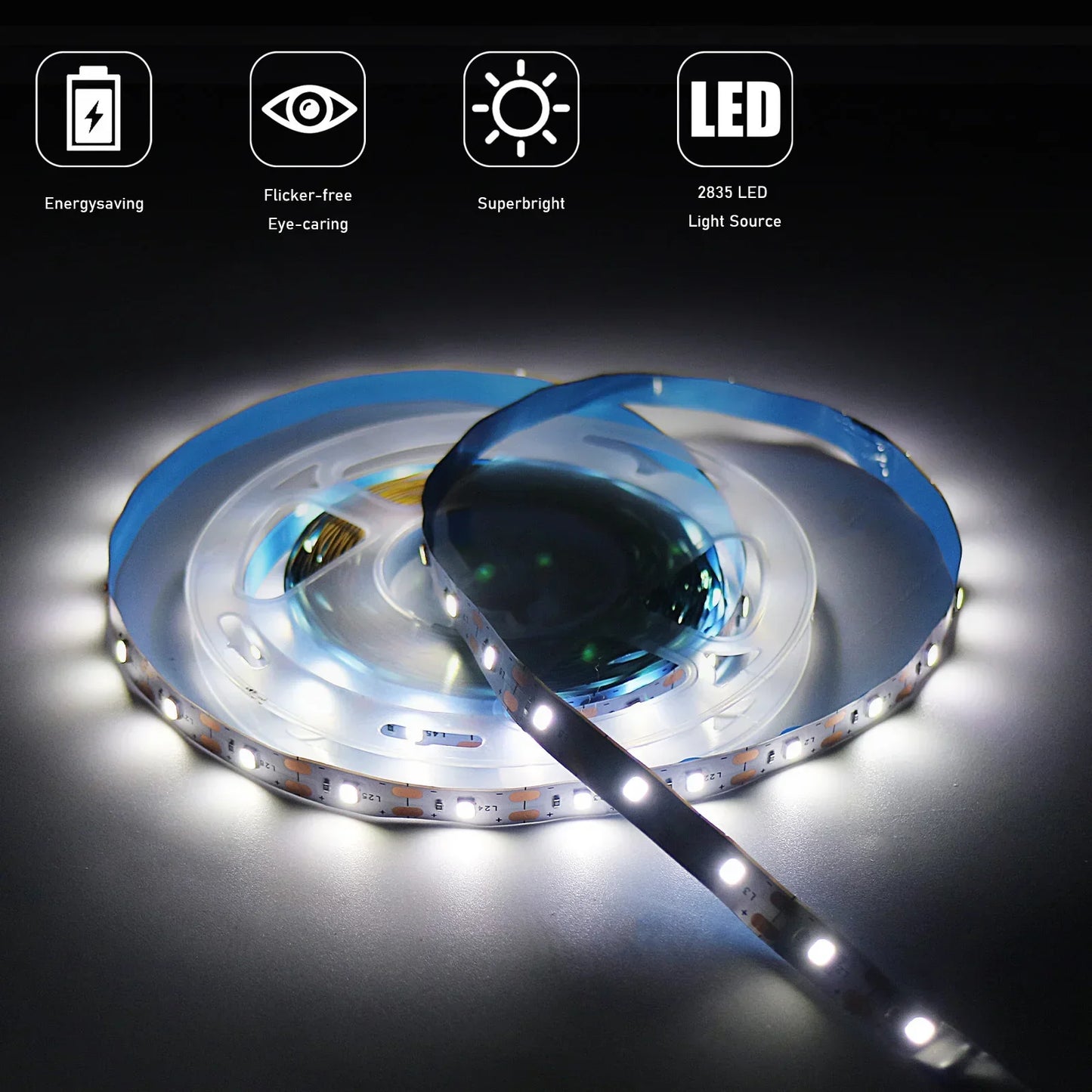 5V 2835 LED Strip Light White Warm White Flexible Cuttable Adhesive Tape for TV Backlight DIY Cabinet Shelf Home Decor Lighting