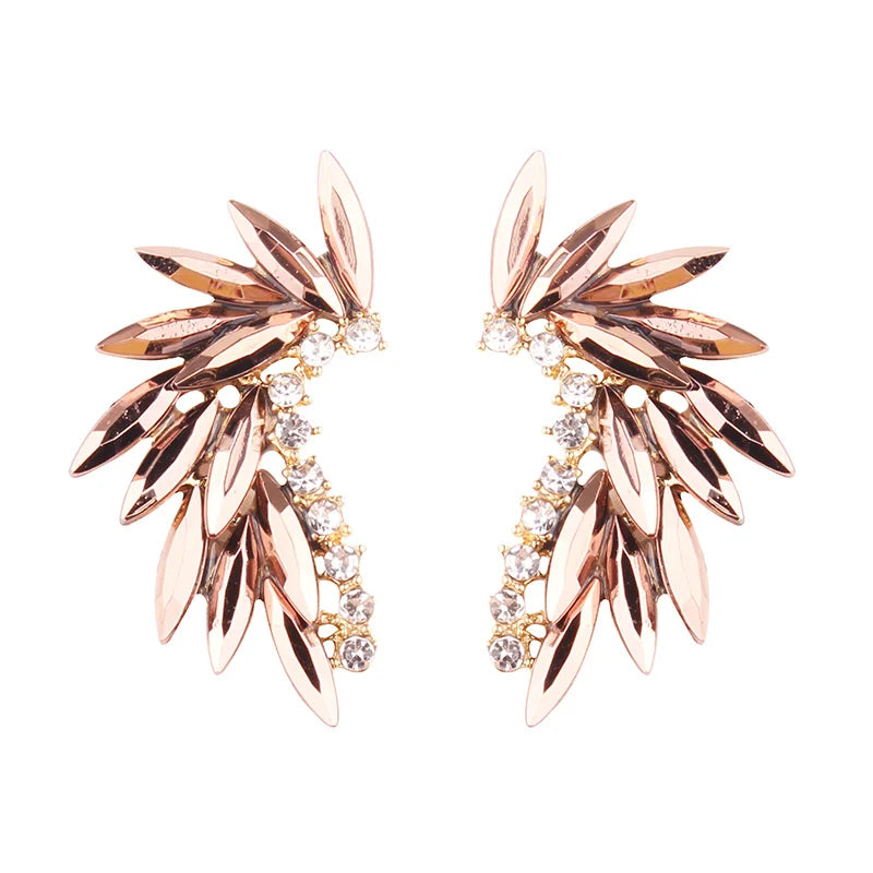 LUBOV 3 styles Colorful Wings Stud Earrings Acrylic Crystal Stone Women Piercing Earrings Trendy Wedding Jewelry Christmas Gift