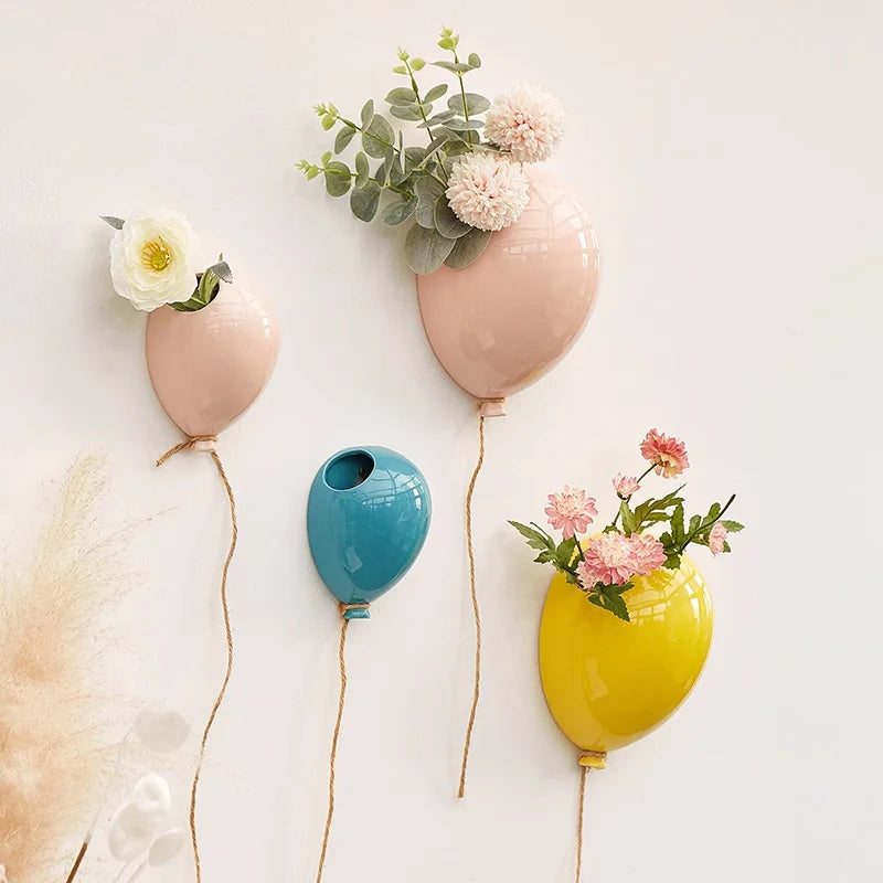 Creative Balloon Wall Hanging Flower Pot Children's Room Wall Decorations Wall Hanging Flower Vase