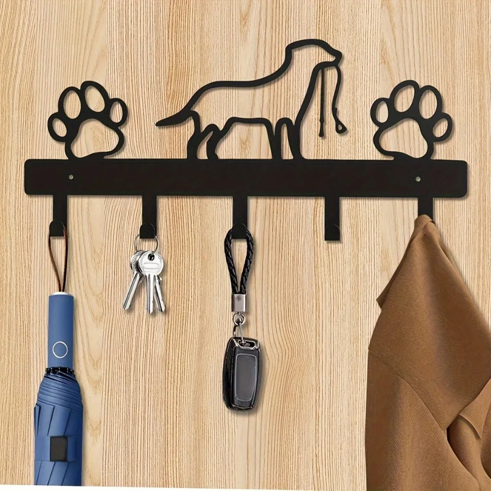 1pc Iron Art, Metal Paw Pet Dog Hanger  Coat Key Lead Leash Wall Rack Holder Organizer, Towel Rack，Organizer，Storage rack