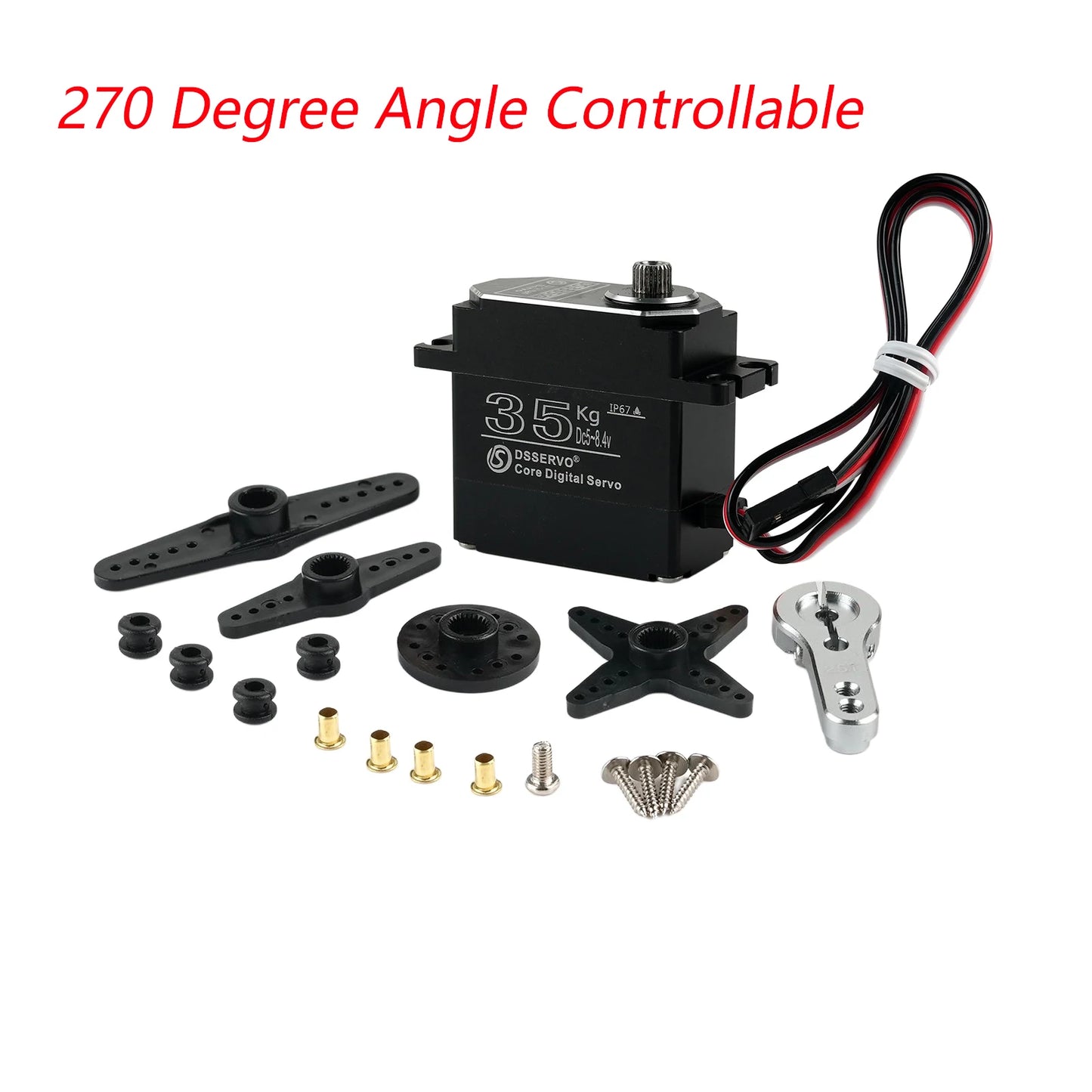 35Kg All-Metal Digital Servo DS3335 180/270/360 Degree Carbon Brush Servos IP67 Waterproof Metal Gear For RC Robot Cars Crawler