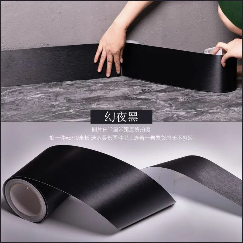Thickened Brushed Imitation Metal Sticker Self-adhesive Skirting Line Wall Sticker Door Frame Renovation Decoration Self Pasting