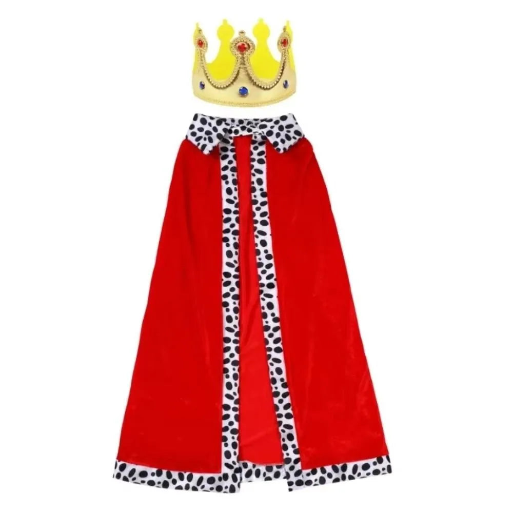 80/90/130/150cm Halloween King Cloak Red Velvet Dress Up Adult Kids Prince Robe Shawl Party Cosplay Costume