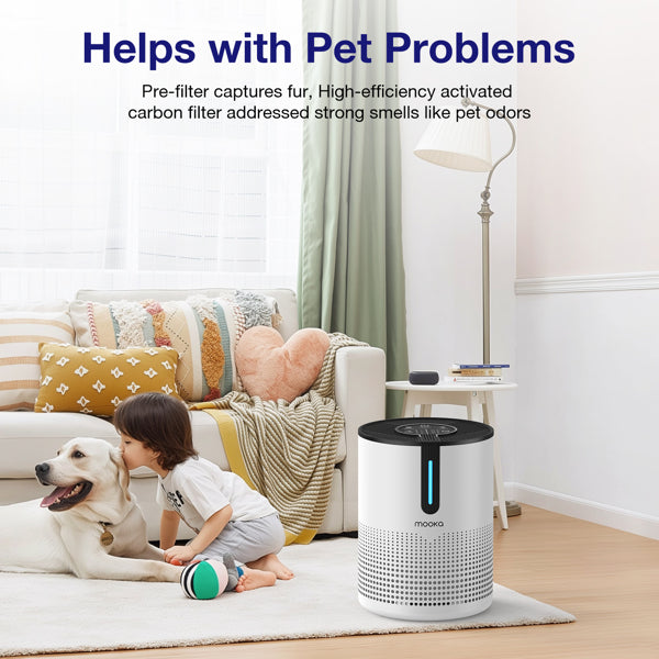 MOOKA 475Sq.ft Air Purifier Cleaner HEPA Filter Remove Odor Dust Mold