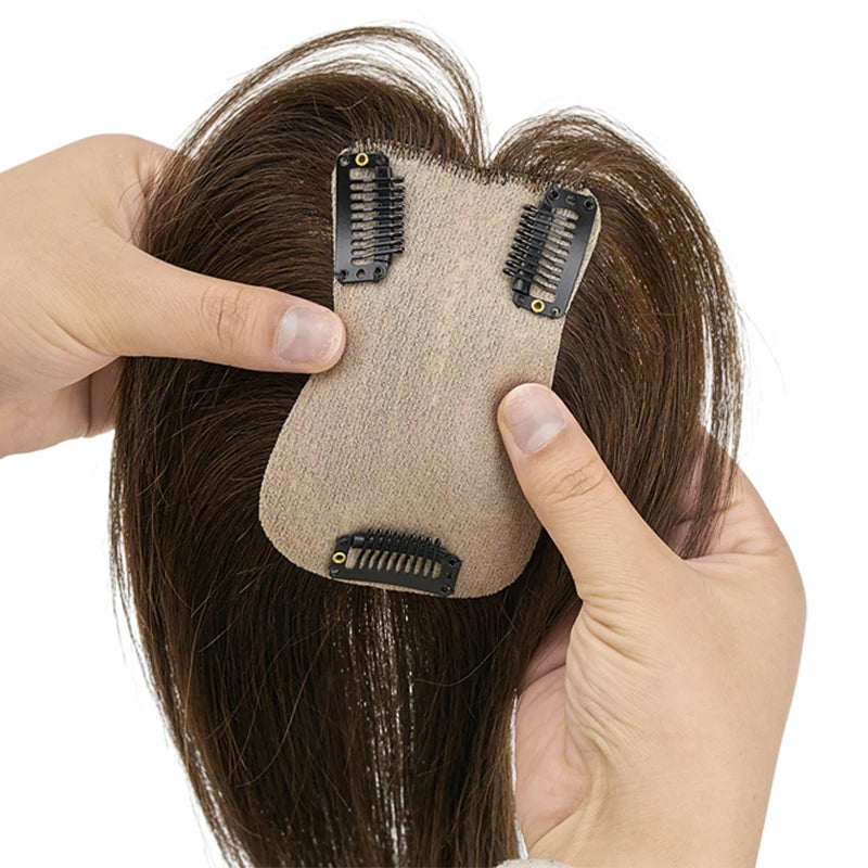 Clip in Women Human Hair Wigs Silk Base Human Hair Toppers Brazilian Human Hairpiece Blonde Hair Toupee Natural Hair System