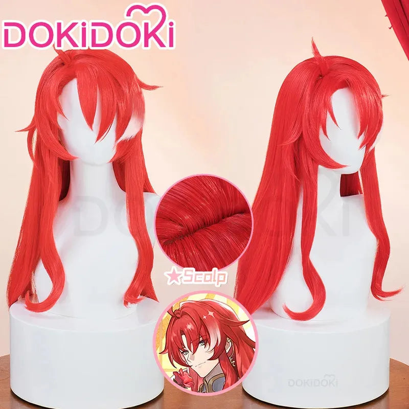 2025 New IN STOCK Wig Game Honkai: Star Rail DokiDoki Argenti Cosplay Ear Clip Men Red Long Hair Fre ★☆★