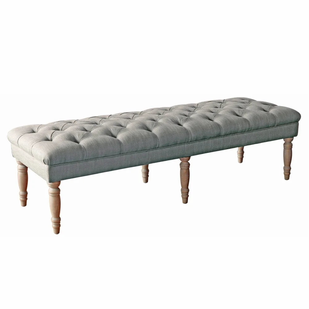 Tufted Upholstered Bench Indoor Entryway Dining Ottoman Foam Padding Wood Frame Easy Assembly Storage Gray 64 Inch Length
