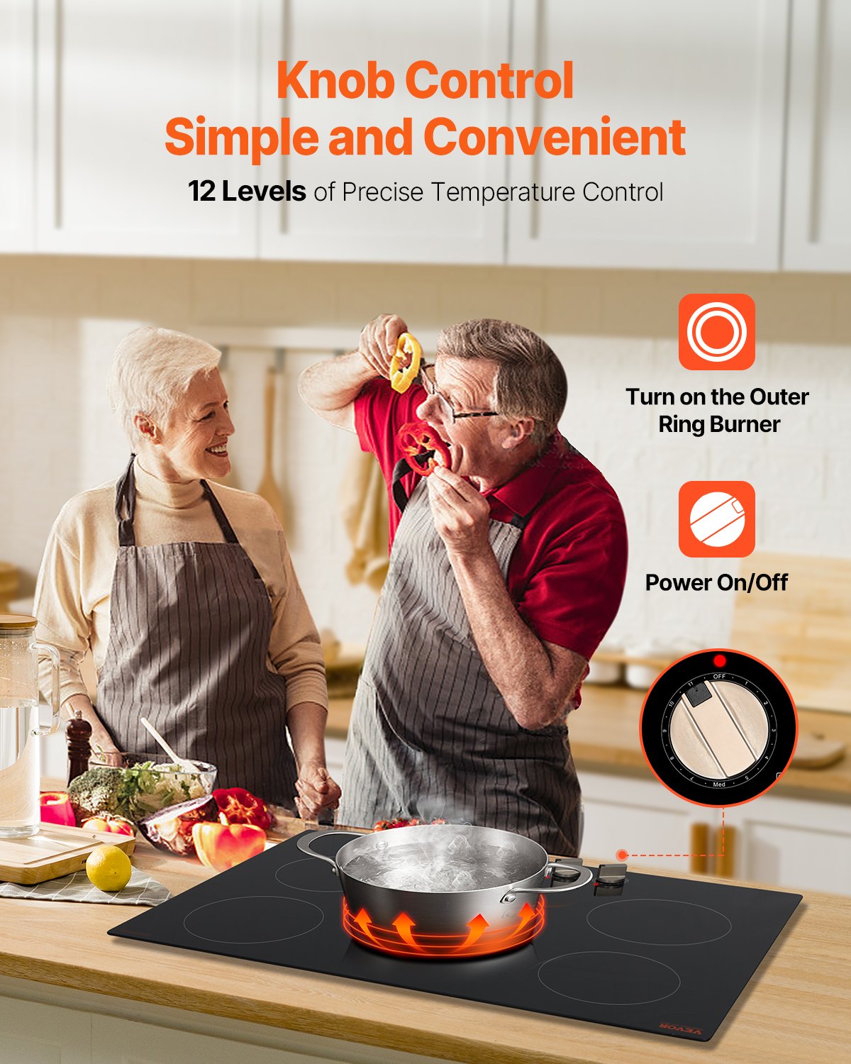 9200W 5 Burner Induction Cooktop Electric Countertop Burner Knob