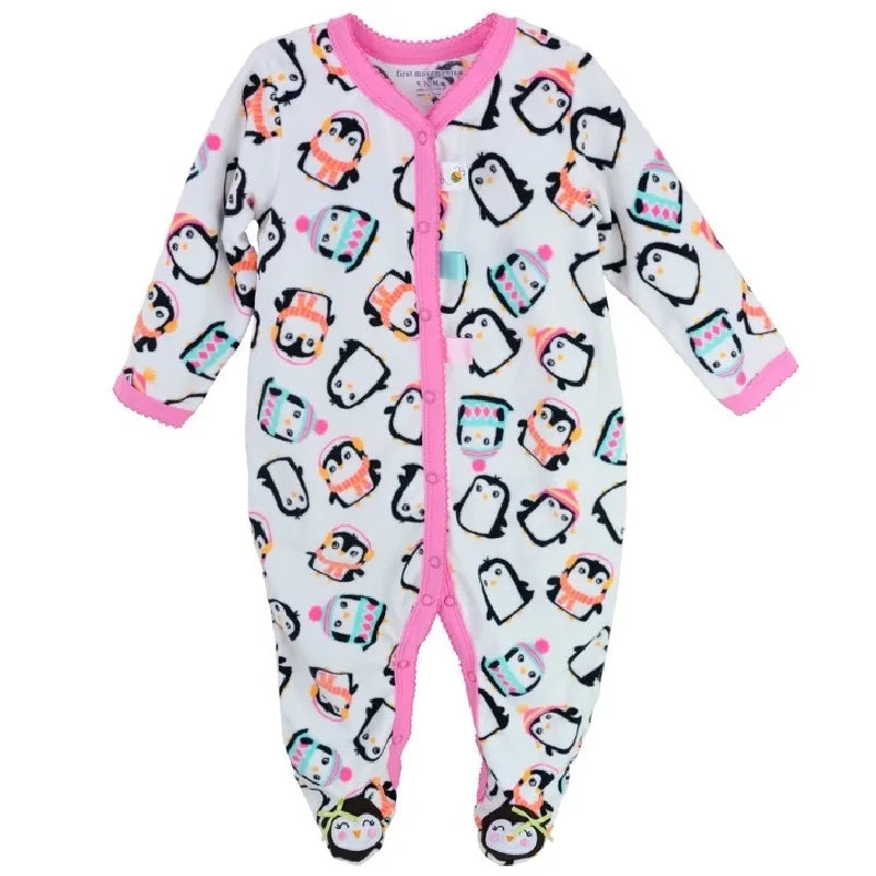 Fleece Baby One-Piece Romper With Footies bodysuits newborn sleepwear girl jumpsuit boy pajamas overalls cotton clothes