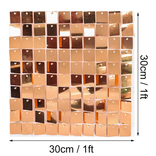 12/36Pcs Rose Gold Shimmer Wall Panels PVC Flash Glitter Sequin Panel for Birthday Baby Shower Wedding Party Backdrop Decoration