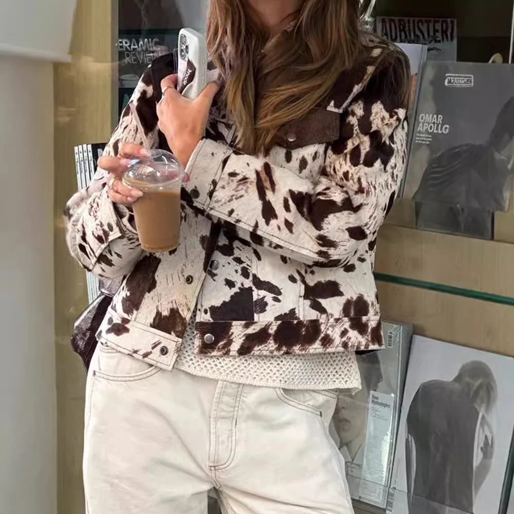 2025 New Women Beige Irregular Pattern Short Wool Blend Jacket Belt Detail Casual Elegant Spring Autumn Multi Color Options