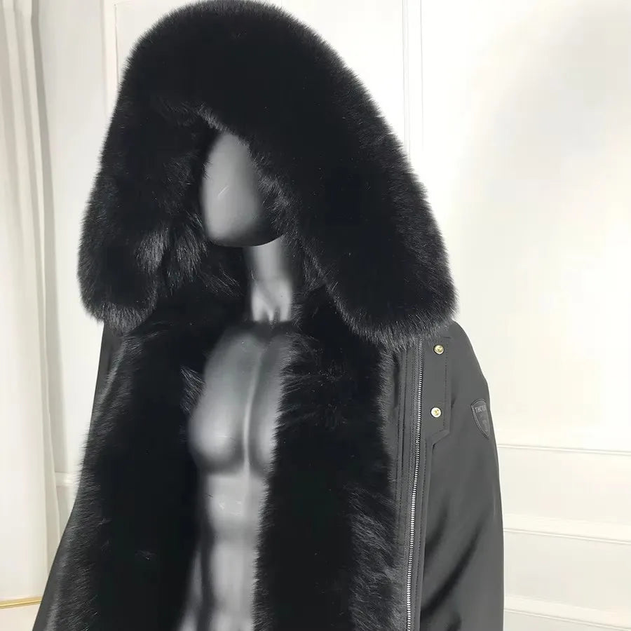 Man's Parka With Natural Fox Fur Collar Real Fox Fur Parka With Hood Fox Fur Lining Best Selling Men's Jacket