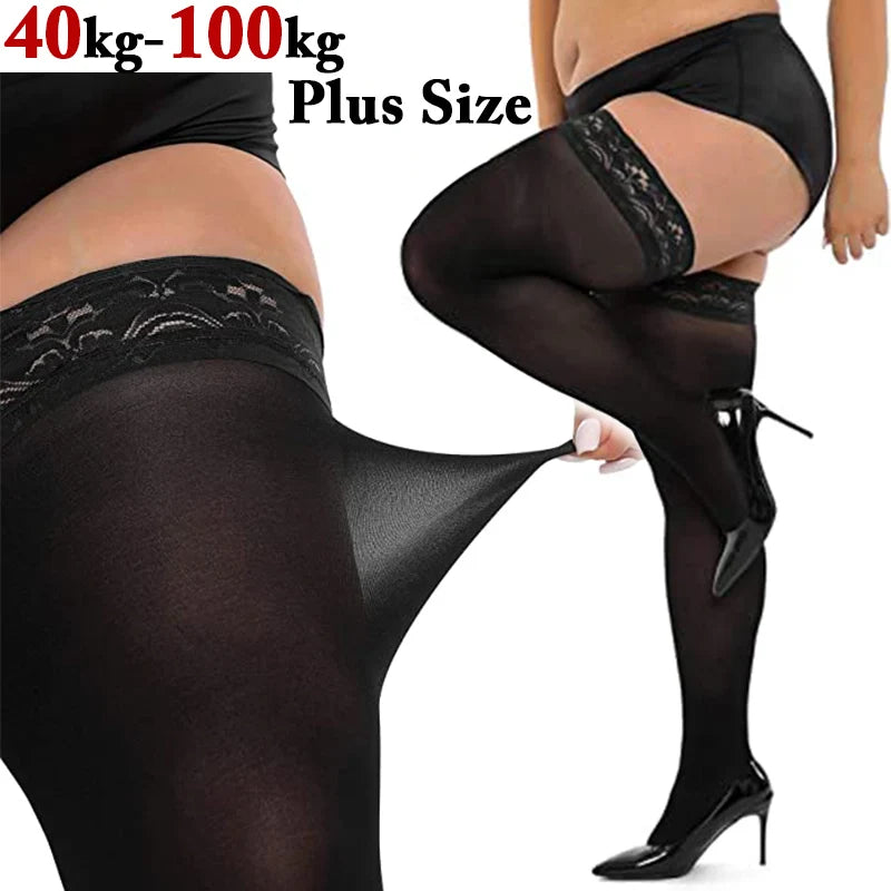 Plus Size Stocking Sexy Lace Thigh High Knee Stockings Lingerie Women Transparent Elastic Socks Leggings Nylon Temptation Medias