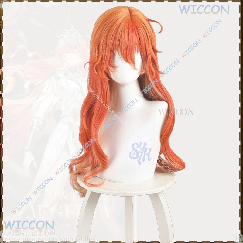 Anime Game Wuthering Waves Cosplay Augusta Costume Orange Wavy Sexy Woman Long Wigs Party Hair Resistant Halloween Christmas Cos